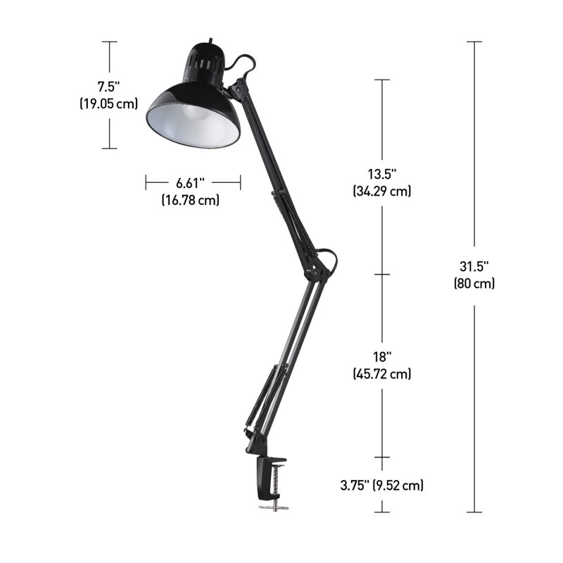 Gjore Adjustable Metal Architect Lamp Lamp, Black