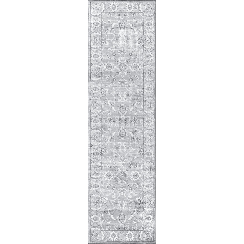 Laxton Modern Persian Vintage Light Grey Rug, Runner 2'3" x 8'