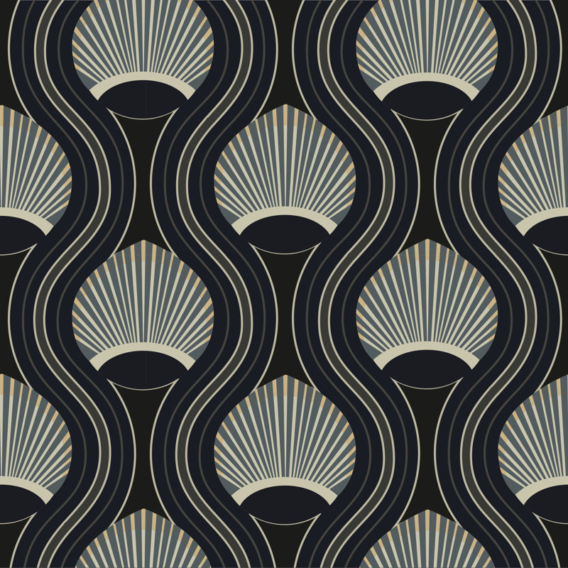 CoEd Riviere 10' L x 24" W Wallpaper Tile, Blue, Premium Paper
