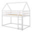 Lit superposé simple au-dessus de simple avec échelle, structure en bois de pin massif blanc pour enfants