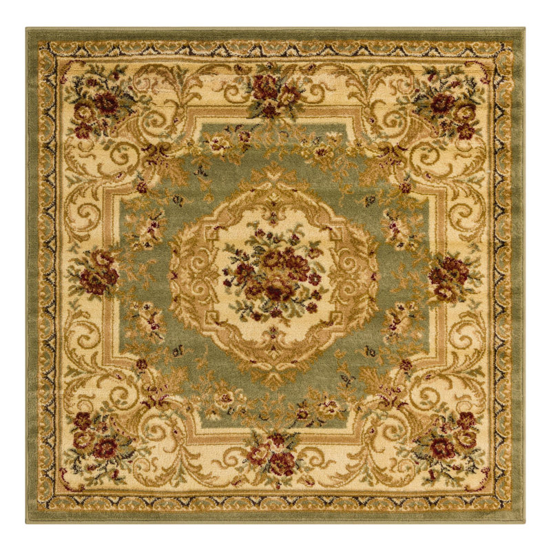 Debora Oriental Area Rug, Square 10', Green/Beige