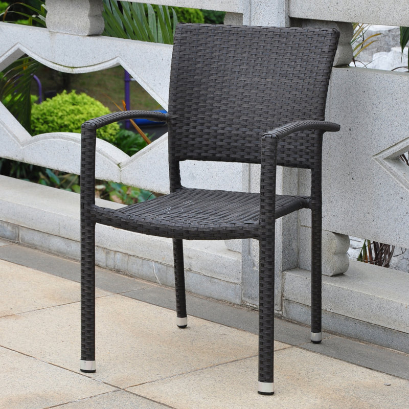 Chaise de patio empilable Brade, Noir antique