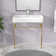 32"L*17"W White Ceramic Rectangular Single Faucet Hole Console Bathroom Sink with Overflow