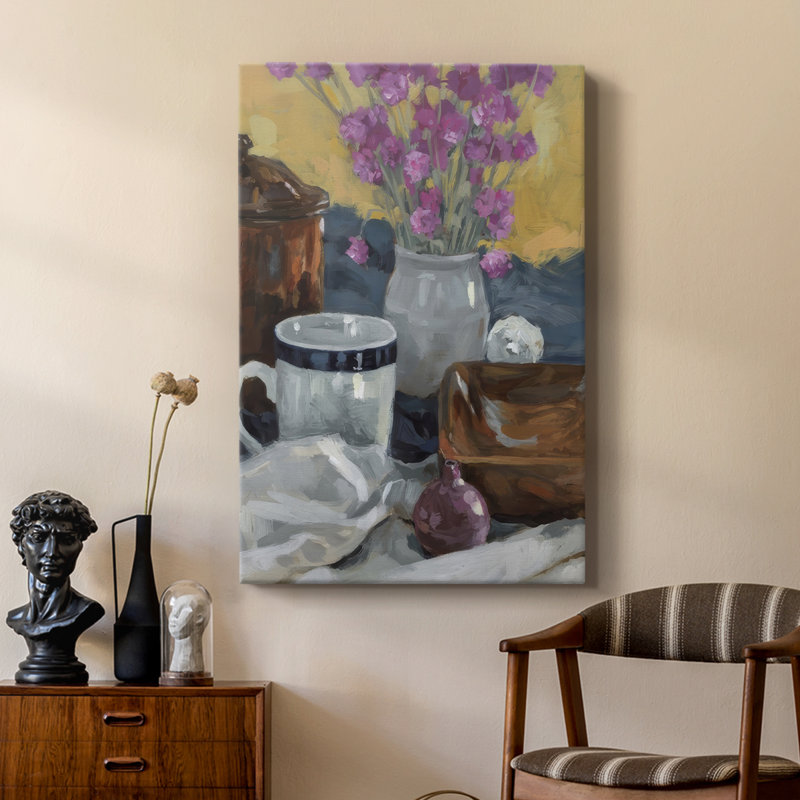 Nature morte avec fleurs séchées II - galerie Cavas sur mesure, H 48 po x l 32 po