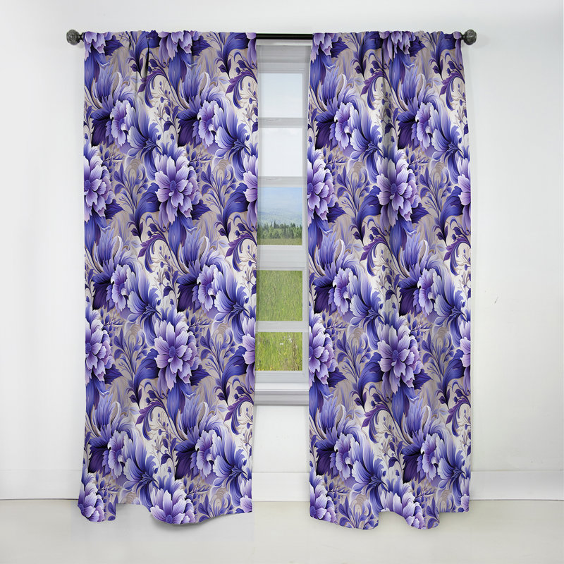 Rideau floral persan mauve lavande persan II, L 52 po x L 95 po