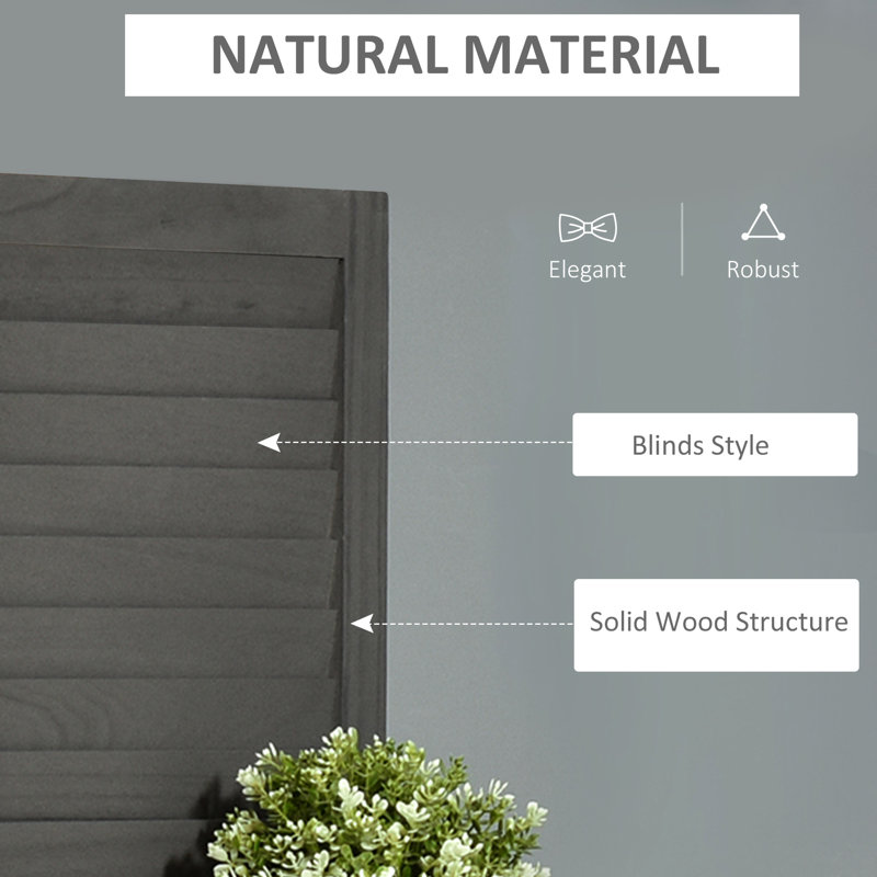 4 Privacy Screen With Storage, 5.6 Ft Gray For Bedroom & Office, Rustic Wood Finish Screen, Wooden Style