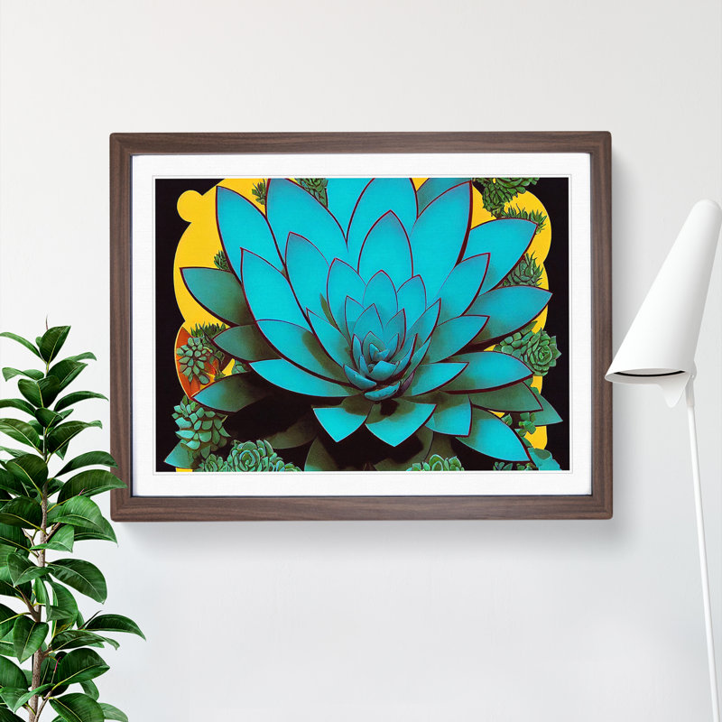 Splendid Succulent Plant - Framed Print, 46cm H x 64cm W x 2cm D, Walnut