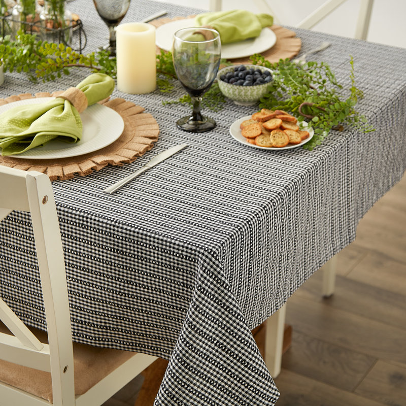 Nappe 100% coton à motif Jessie-Mai, Noir