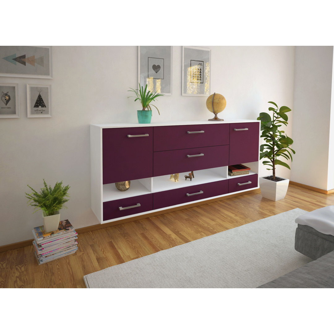 Sideboard Lafayette, Farbe: Orange/Weiß, Fliegend/Metallgriffe, Größe: 180x79x35cm