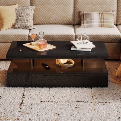 43.3" W High Glossy LED Coffee Table With Drawer