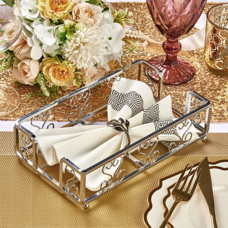 Vanity Countertop Napkin Holder, Silver