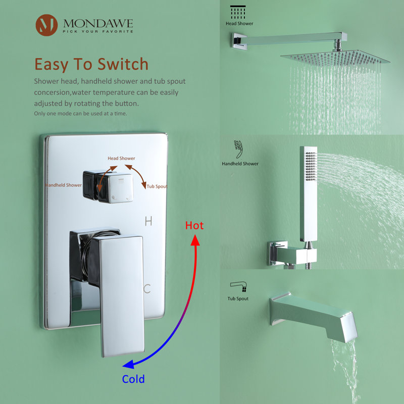 Calder Complete Shower System with Rough in-Valve, Chrome