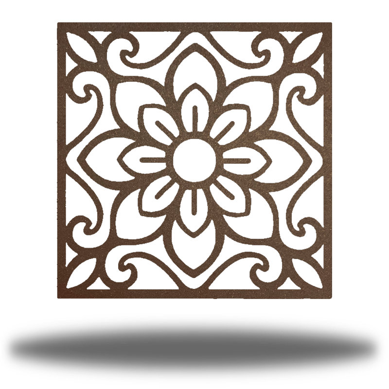 Traditional Plants & Flowers Wall Decor on Metal, 30" H x 30" W x 0.06" D, Rust Brown 