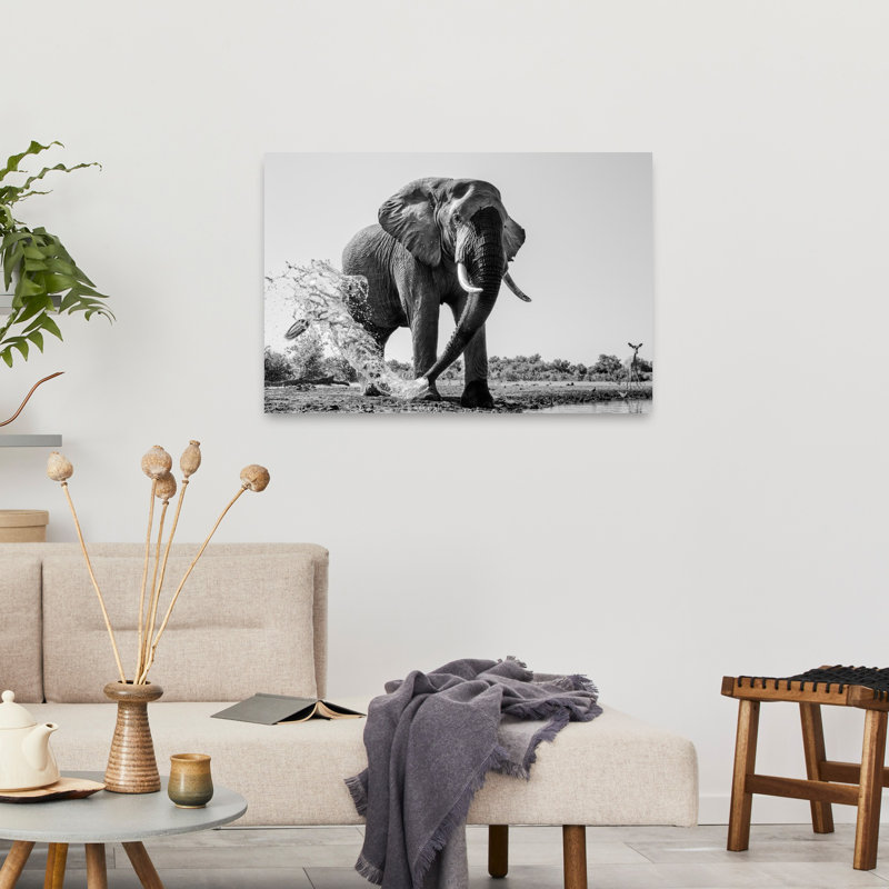 Art mural éléphant d'Afrique, 24" H x 36" W