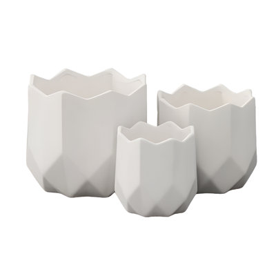 Pot rond en céramique blanc mat