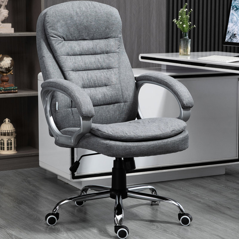 Chaise d'ordinateur avec rembourrage épais et pivotant à 360 degrés - Matériau respirant gris confortable