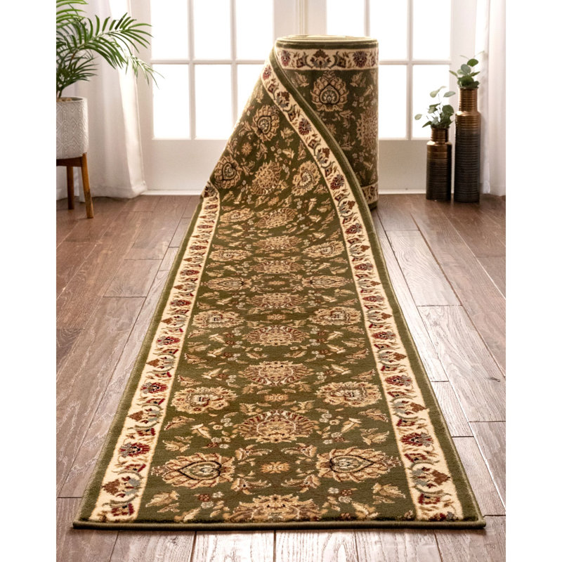 Duplantis Abbasi Green Custom Size Hallway Stair Runner - Traditional Oriental Carpet, Runner 2'2" x 22'