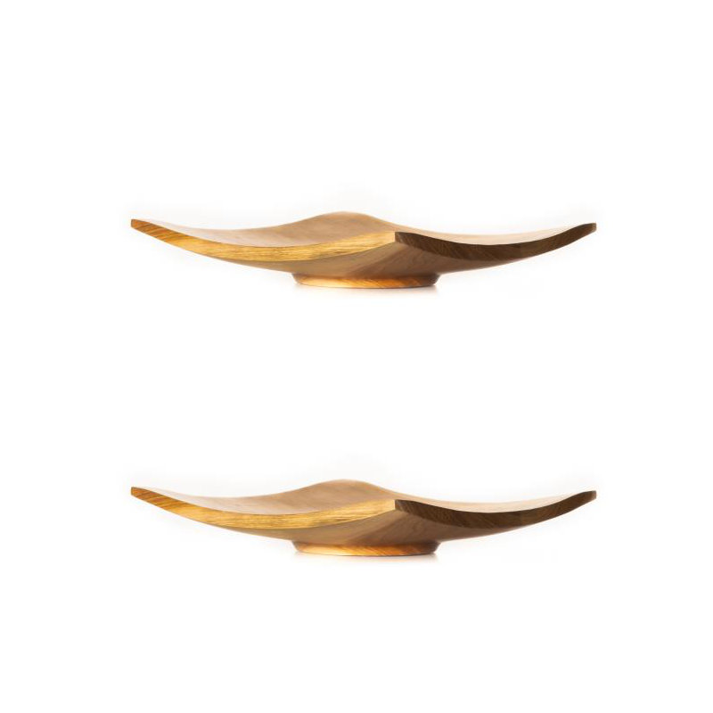 Ensemble de 2 assiettes en bois de teck Origami