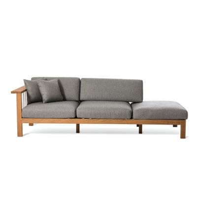 Chaise longue en teck avec coussins Maro