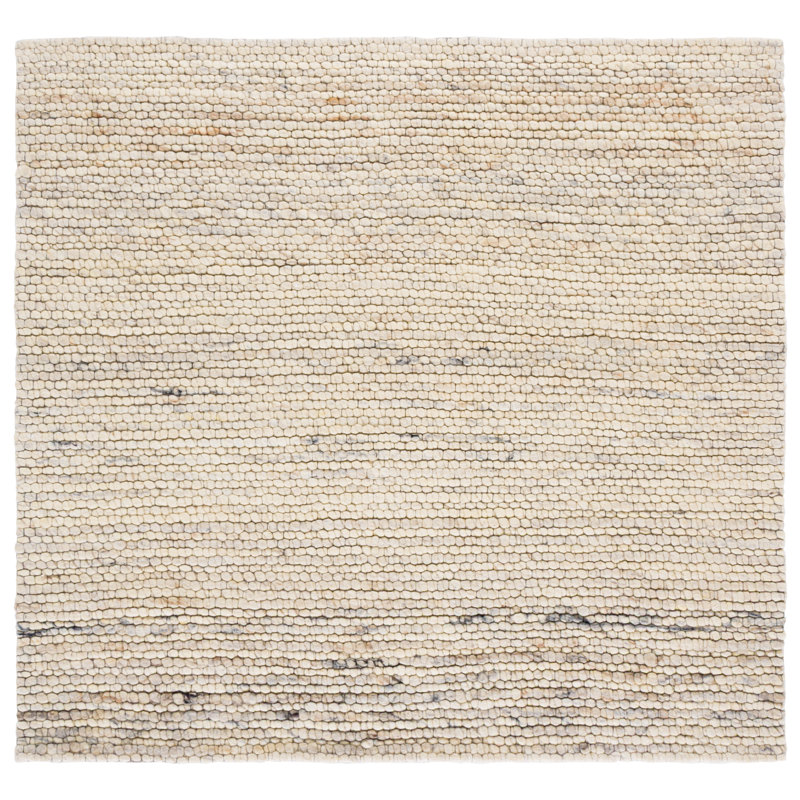 Abram Hand Woven Wool; Cotton No Pattern Rug in Beige/Ivory, Square 6'