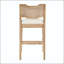 28 Tabouret de bar Farmhouse - Structure en fer avec dossier en rotin naturel et coussin beige