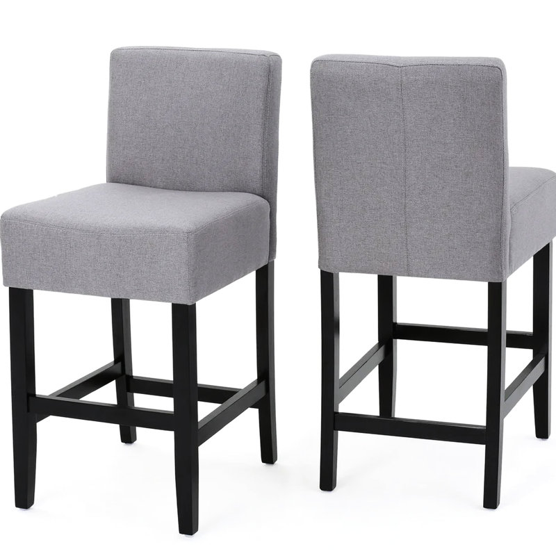 Tabouret de comptoir Kd de 2 po gris - l 17,75 po x l 23,2 po x H 37,73 po, structure en bois massif, revêtement 100% élégant pour toute illustration (2), style intérieur