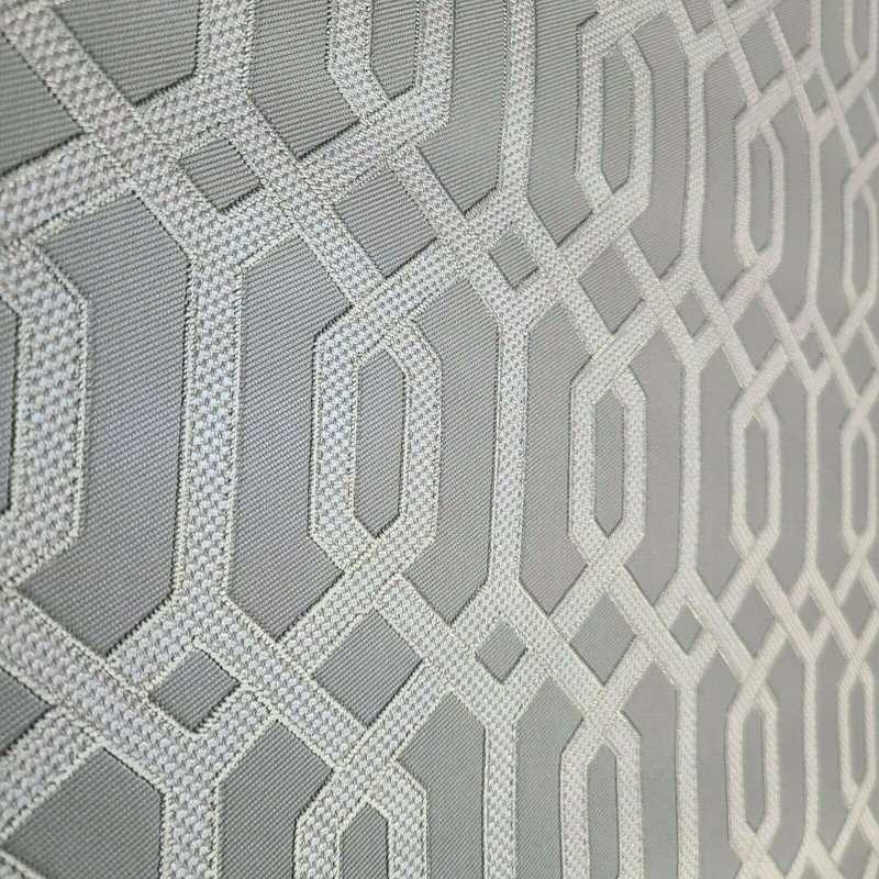 Eduard Gray Gold metallic Geometric Faux Fabric Trellis Geo Lines Wallpaper 3D