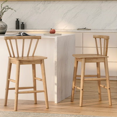 24 Inch Modern Solid Wood Counter Stool, Kitchen Island Stools With Back