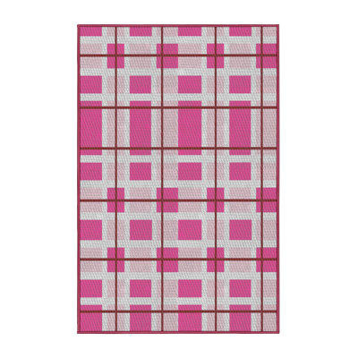 Tapis géométrique rose / gris