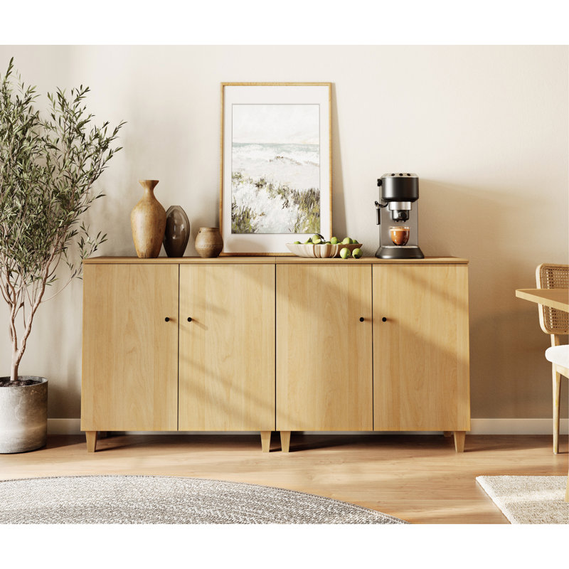 Lysiane Plywood 4 - Door Accent Cabinet, Oak