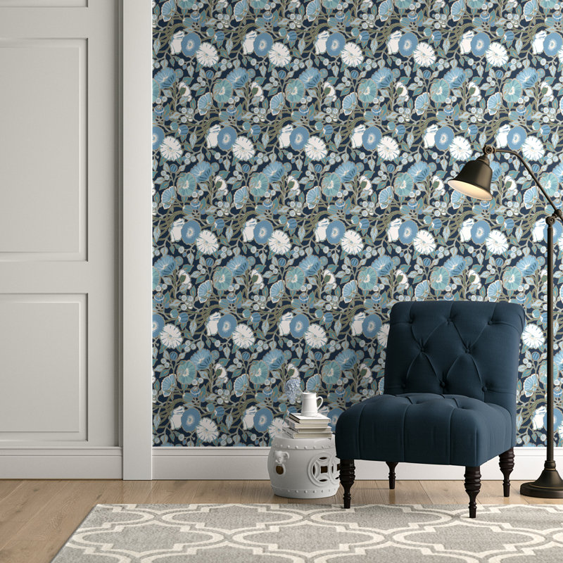 Kibby Floral Roll, Black/Blue Metallic
