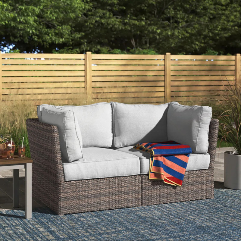 Fully Assembled Patio Wicker Loveseat With Cushions, Espresso, Espresso
