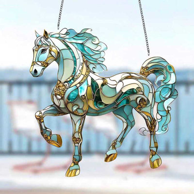 Acrylic Horse Catcher Colorful Home Window Decoration  Porch Hanging Ornament For Indoor Outdoor Decoration