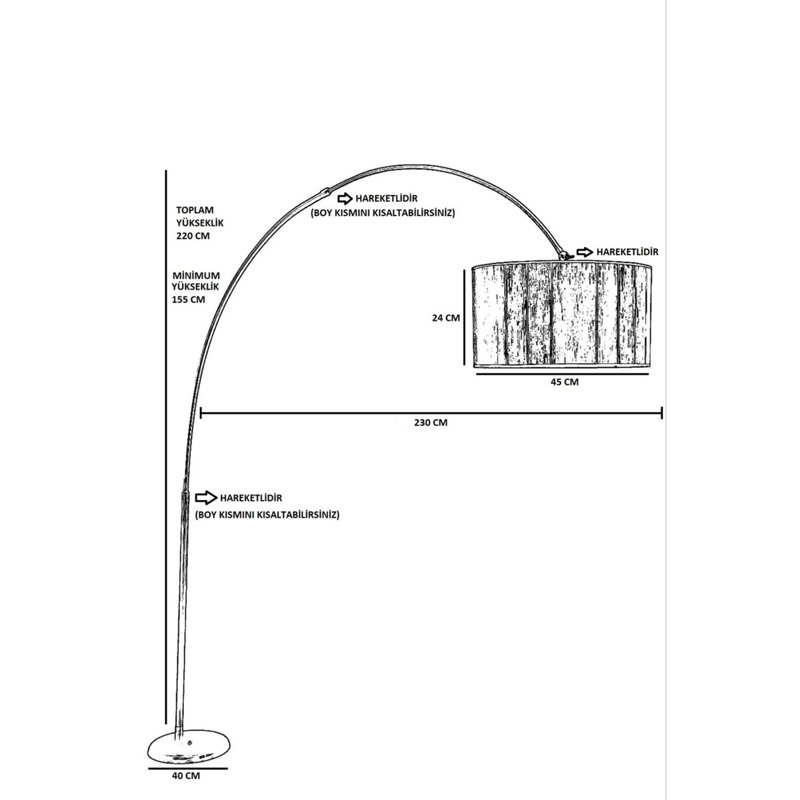 Ziggy 220cm Arched Floor Lamp, Chrome, Light Grey