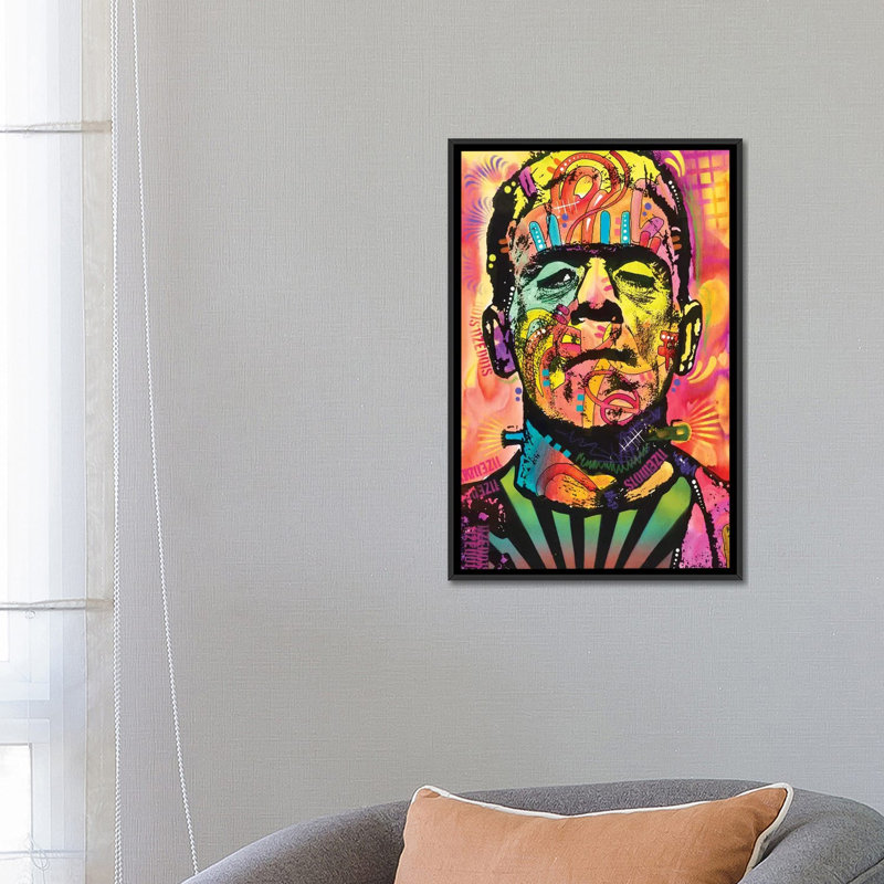 «Frankenstein», impression sur toile, H 26 po x l 18 po x P 1,5 po, Toile avec cadre noir, Pas de tapis