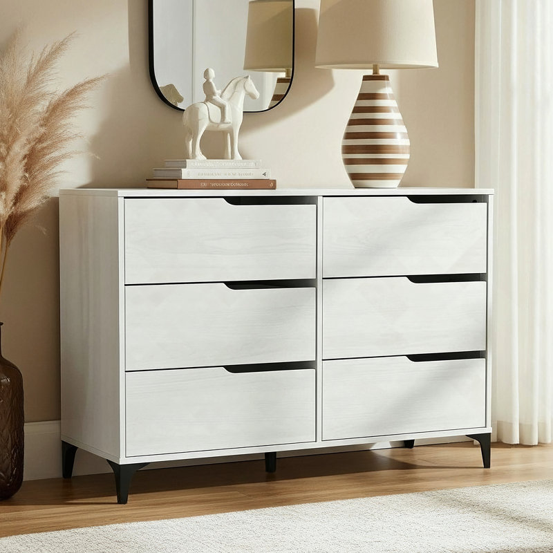 Norcross 6 Drawer 46.5'' W Double Dresser, White