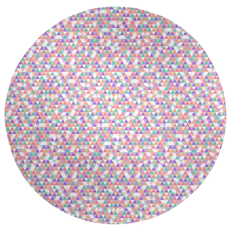 Chenille Geometric Indoor Rug, Round 5'
