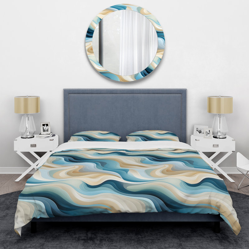 Coastal Harmony - Ensemble de housse de couette à motif abstrait - Microfibre de polyester