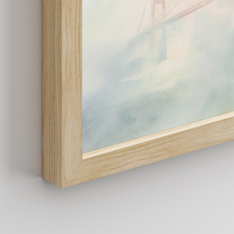 «Misty Golden Gate Bridge Soft Tones Landscape» sur papier, Naturel, H 12 po x l 16 po