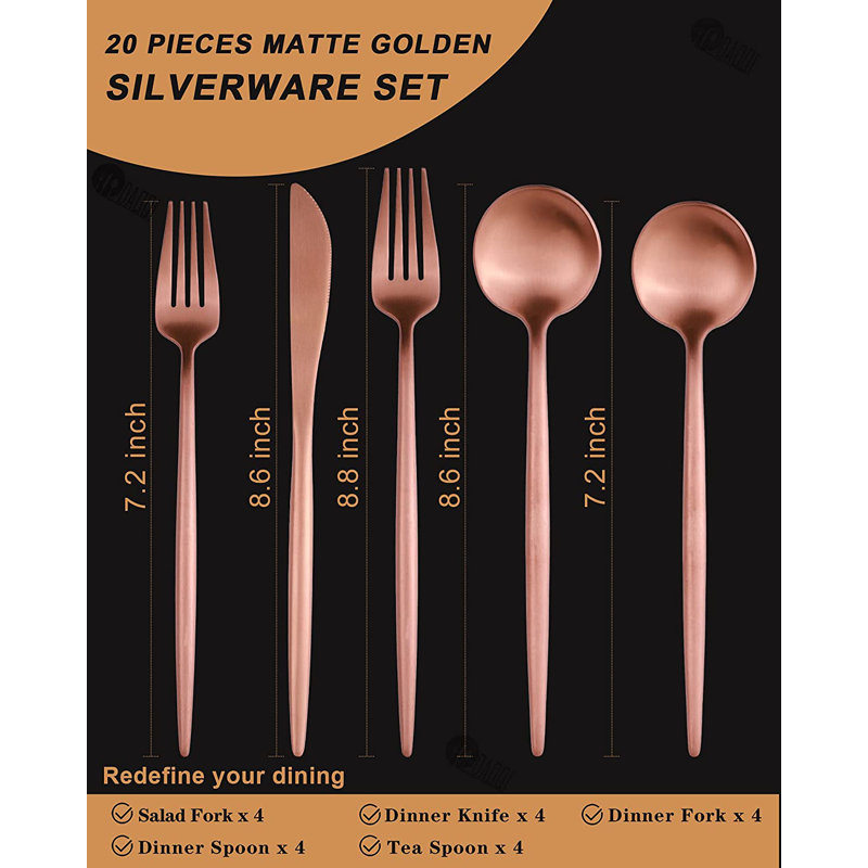 Ensemble de couverts 20 pièces Cherylin, service pour 4