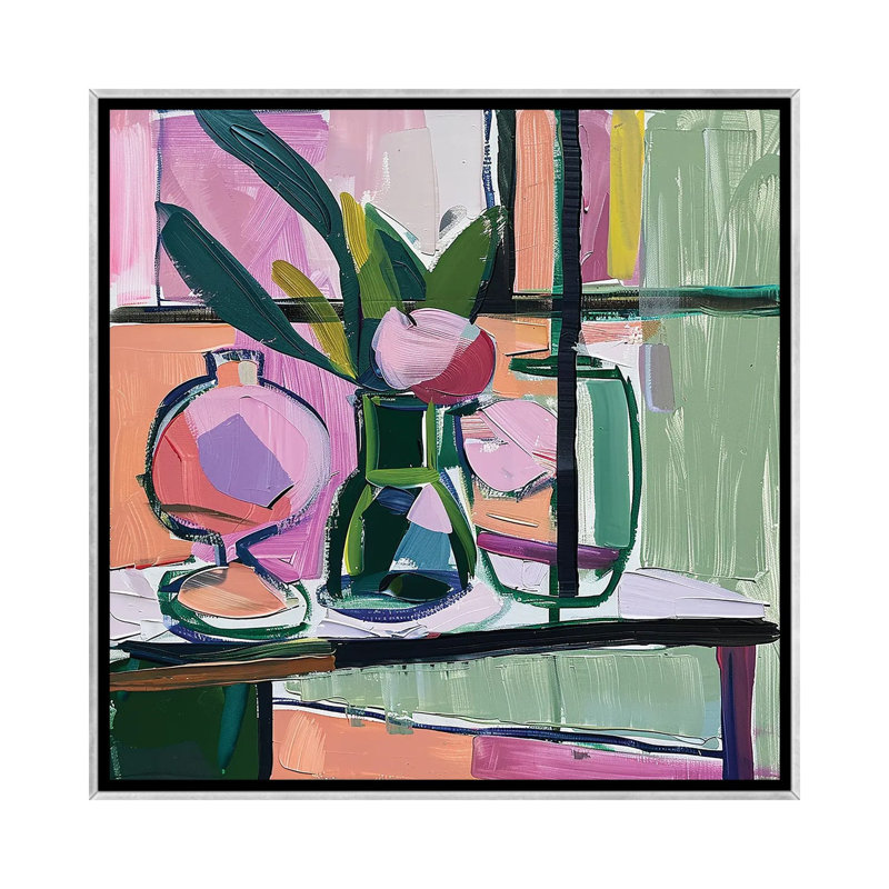 «Pastel Elegance Matisse Inspired Still Life», reproduction d'art sur toile encadrée, Argent, H 18 po x l 18 po