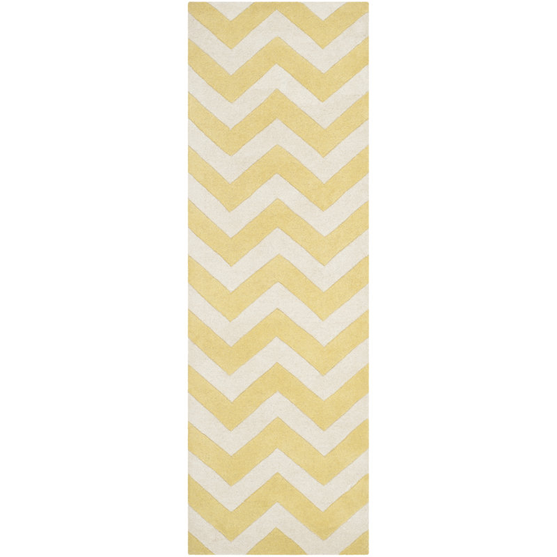 Saunderstown Chevron Wool Hand Woven Area Rug, Runner 69 x 213 cm