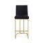 Ensemble de 2 tabourets de bar avec dossier, tabourets de bar brossés dorés, tabourets de cuisine modernes pour comptoir, chaises rembourrées - noir