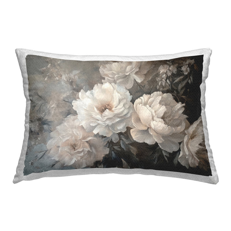 Coussin d'extérieur imprimé Stupell Industries White Florals par Petal Prints Design
