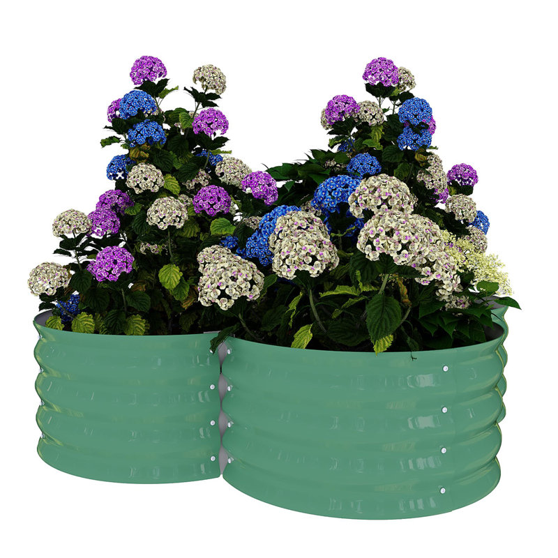 2-Pack Petal-Shaped Galvanized Raised Garden Bed with Open Base – Ground-Connected Planter for Deep Root Growth in Herbs, Veggies / Flowers (Rust-Resistant Design)