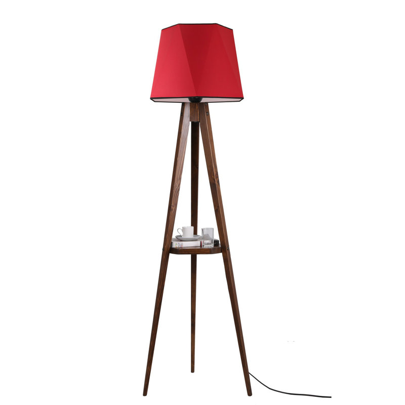 Burkburnett 165cm Tripod Floor Lamp, Light Brown, Red