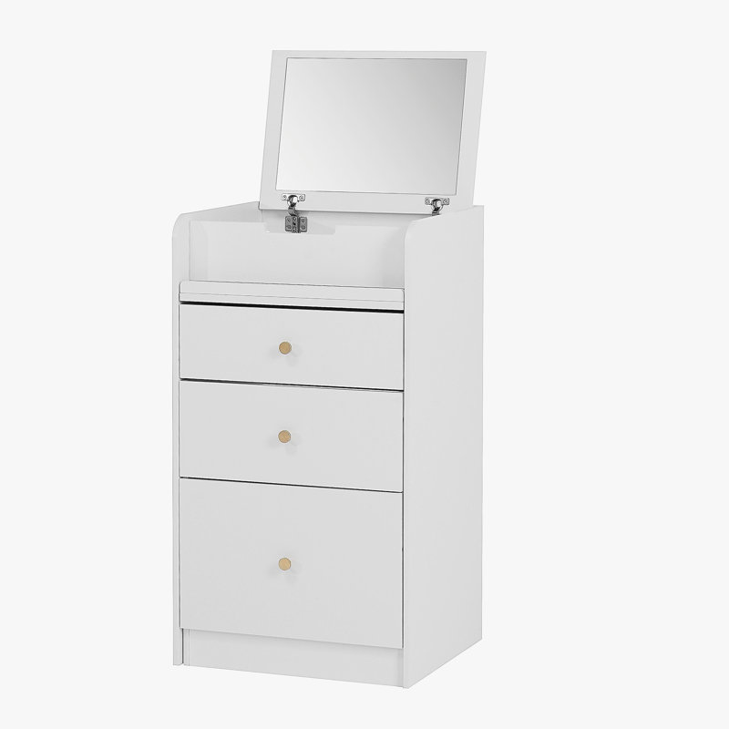 Petit meuble-lavabo avec miroir - ensemble de coiffeuse à maquillage blanc avec chaise, tiroirs, petite coiffeuse mignonne peu encombrante pour le salon de la chambre des filles