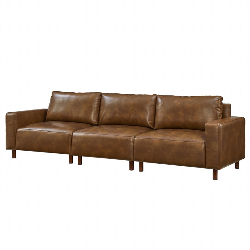 Canapé en cuir synthétique 112 po, Brun