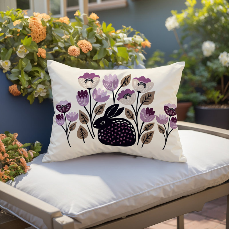 Coussin lombaire réversible intérieur / extérieur Rayo Rabbit, Mauve, Rectangle H 14 po x l 20 po