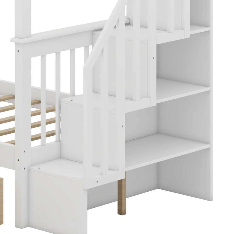 Hawah Kids Twin Over Twin Bunk Bed, White